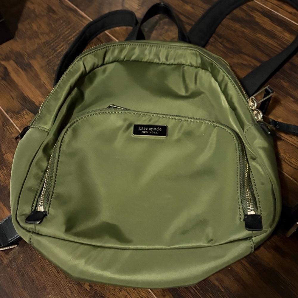 kate spade olive green nylon mini backpack with gold hardware